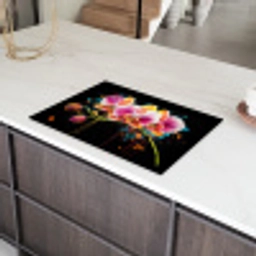Orchidee - Graffiti - Kleurrijk - Bloemen - Abstract Inductie beschermer vinyl 3mm klein -sfeer8