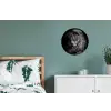Leeuw - Ogen - Oranje - Zwart wit - Dieren - Portret Wandcirkel aluminium klein -slaapkamer