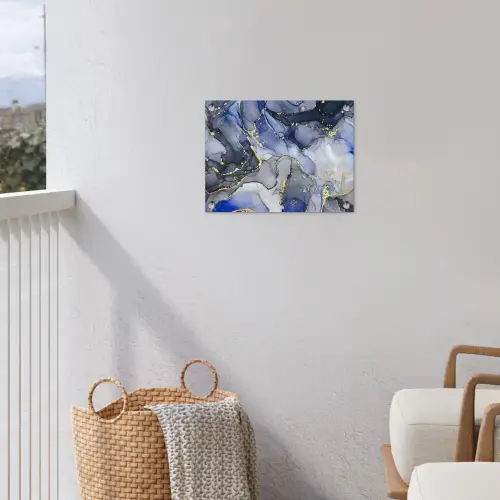 Marmer - Goud - Abstract - Blauw tuinposter los doek klein -sfeer8