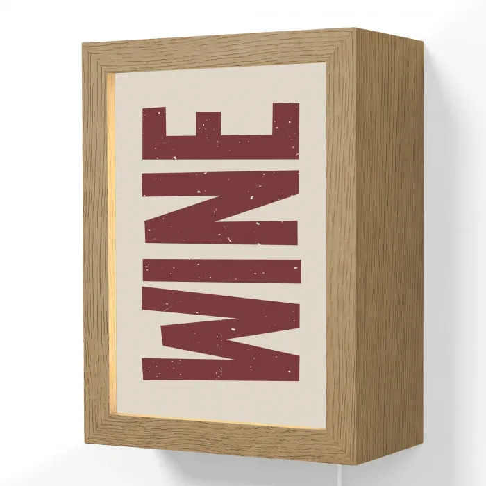 Wine - Red - Decoratie - Japandi Light Box met kabel (Wandlamp) klein -3d