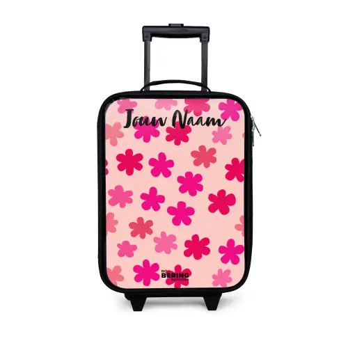 Bloemen - Patroon - Roze Kinderkoffer - Zwart klein -3d