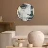 Portret - Vrouw - Penseelstreken - Goud Akoestische PET Vilt - Rond klein -sfeer1