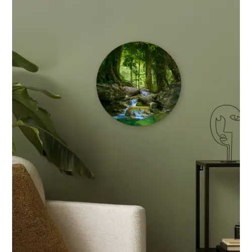 Jungle - Stenen - Water - Natuur - Planten Wandcirkel kunststof plaat 5mm dik klein -sfeer3