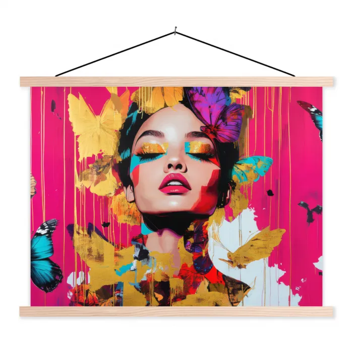 Vrouw - Abstract - Kleurrijk textielposter latten blank klein -3d