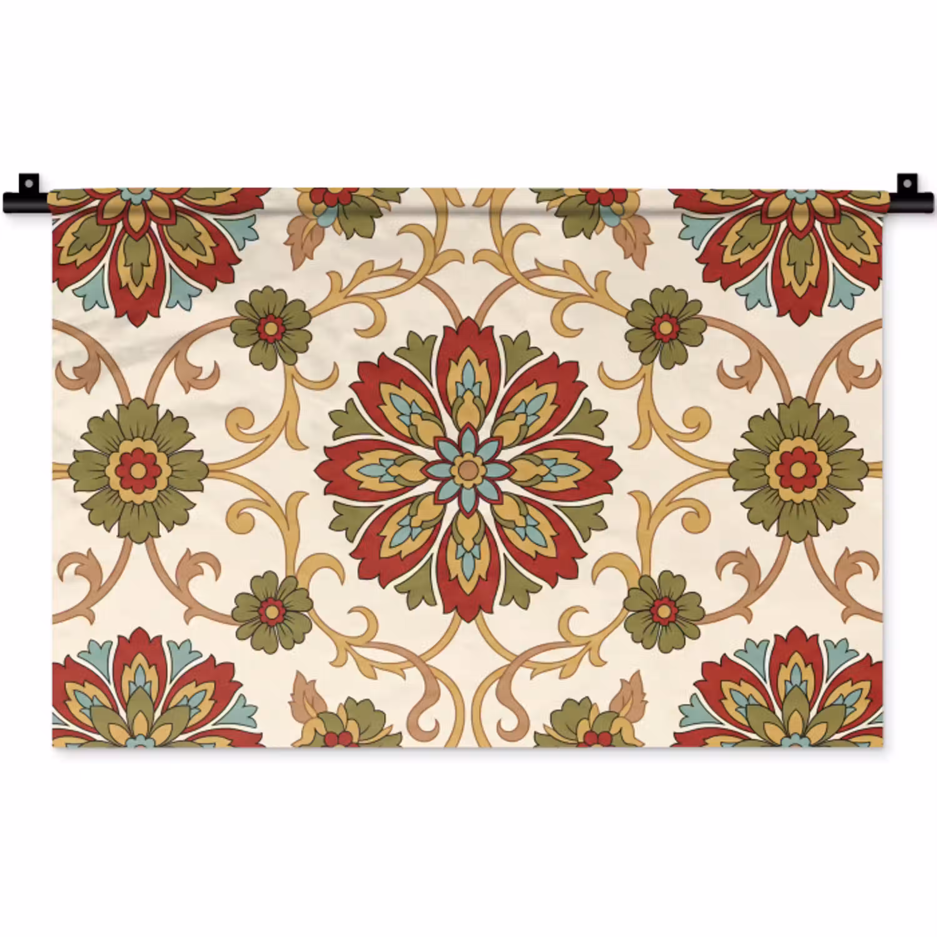 Patroon - Bloemen - Ornament - Klassiek - Kleurrijk Wandkleed katoen klein -zz3d