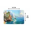 Zeilboot - Rotsen - Kust - Huizen Placemat vinyl groot -specs