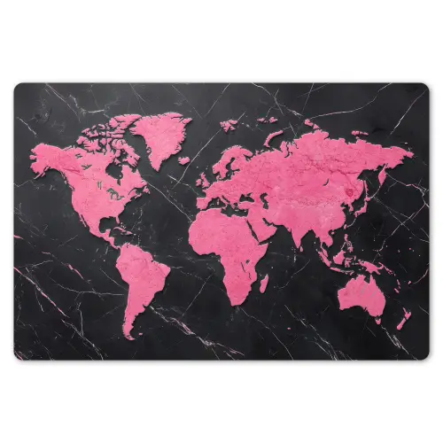 Wereldkaart - Roze - Marmer Placemat vinyl groot -zzsfeer1_Kitchenyeah-website
