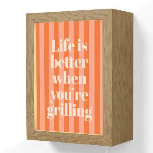 Tekst - Gestreept - Oranje - Zomer Light Box met kabel (Wandlamp) klein -3d