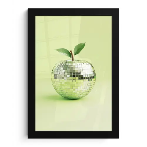 Groen - Disco - Decoratie - Appel fotolijst zwart zonder passe partout klein -3d