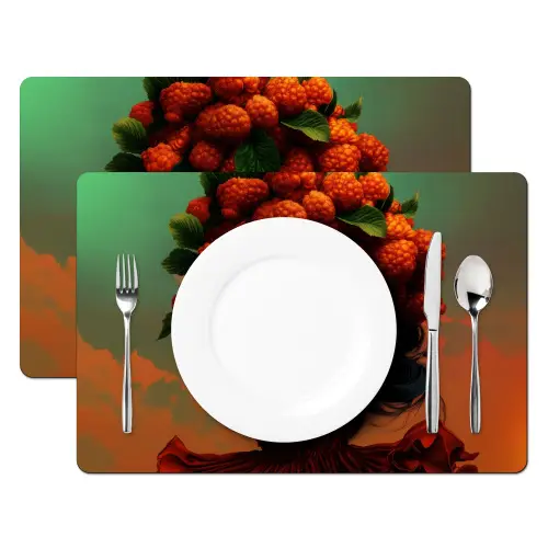 Vrouw - Frambozen - Bladeren Placemat vinyl groot -zzsfeer2_Kitchenyeah-website