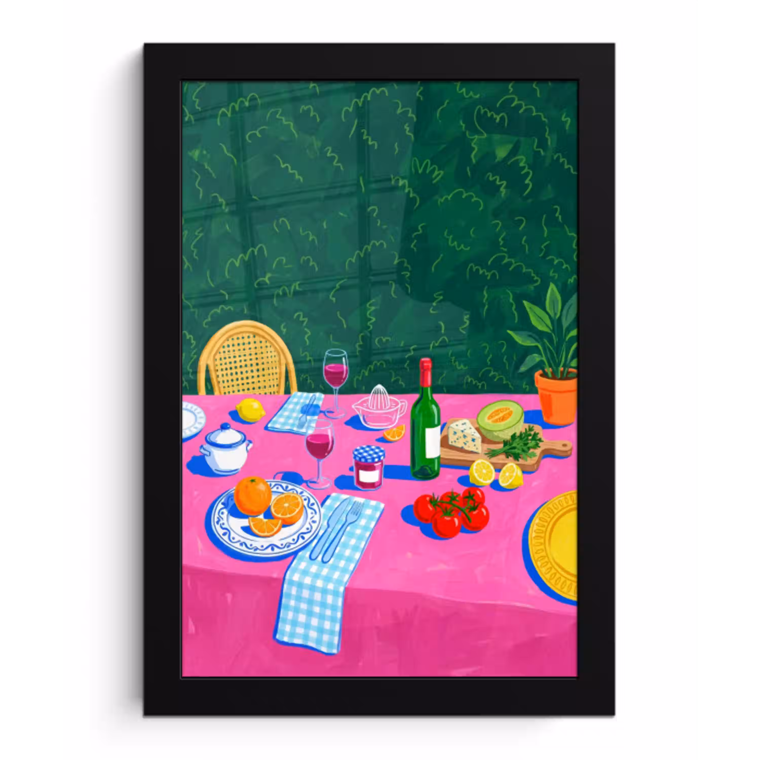 Eten - Tafel - Illustratie fotolijst zwart zonder passe partout klein -3d