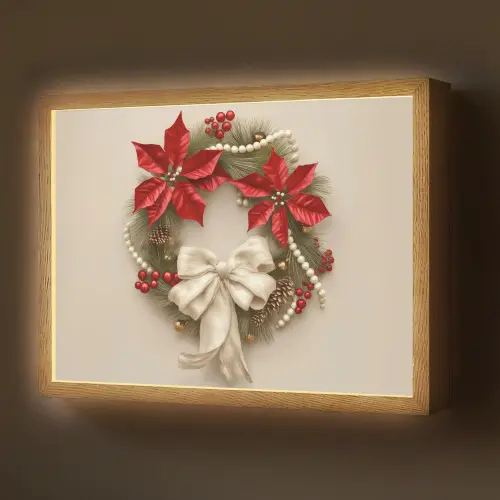 Deurkrans - Strik - Kerst - Rood - Groen Light Box met batterij (Wandlamp) middel -z3d_website