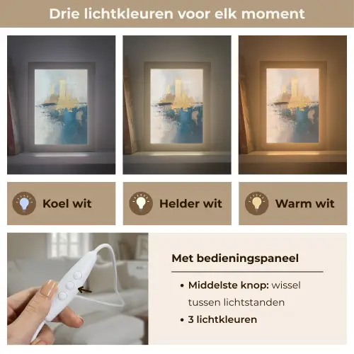 Abstract - Kunst - Goud Light Box met kabel (Tafellamp) klein -USP_lichtkleurNL
