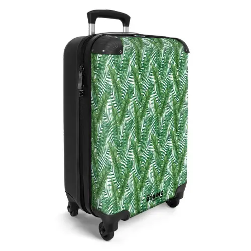 Palm lange bladeren patroon groen NBS - Handbagage koffer - Volwassenen Unisex middel -productfoto_3d