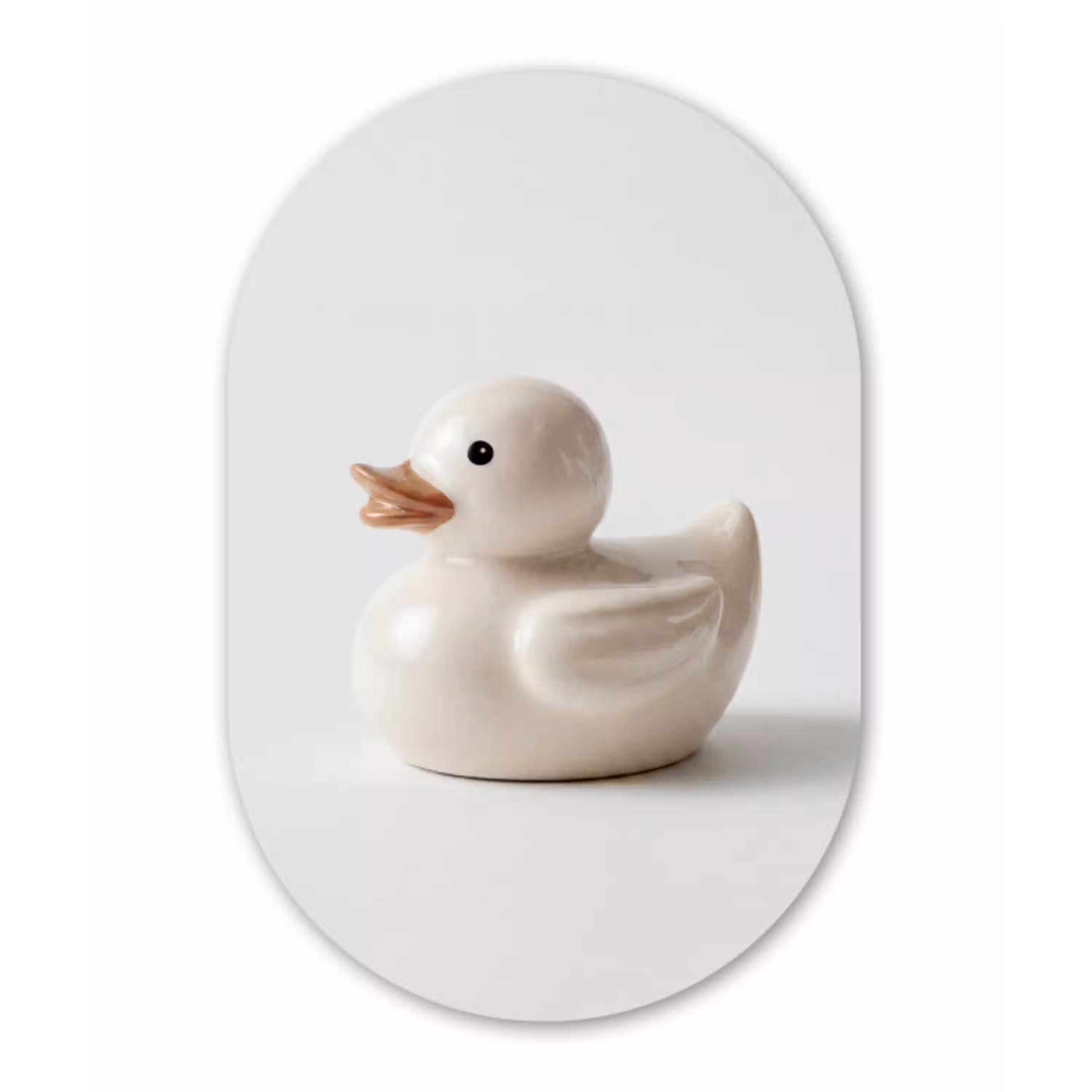 Badeend - Minimalistisch - Wit Wandcirkel Ovaal Aluminium middel -3d
