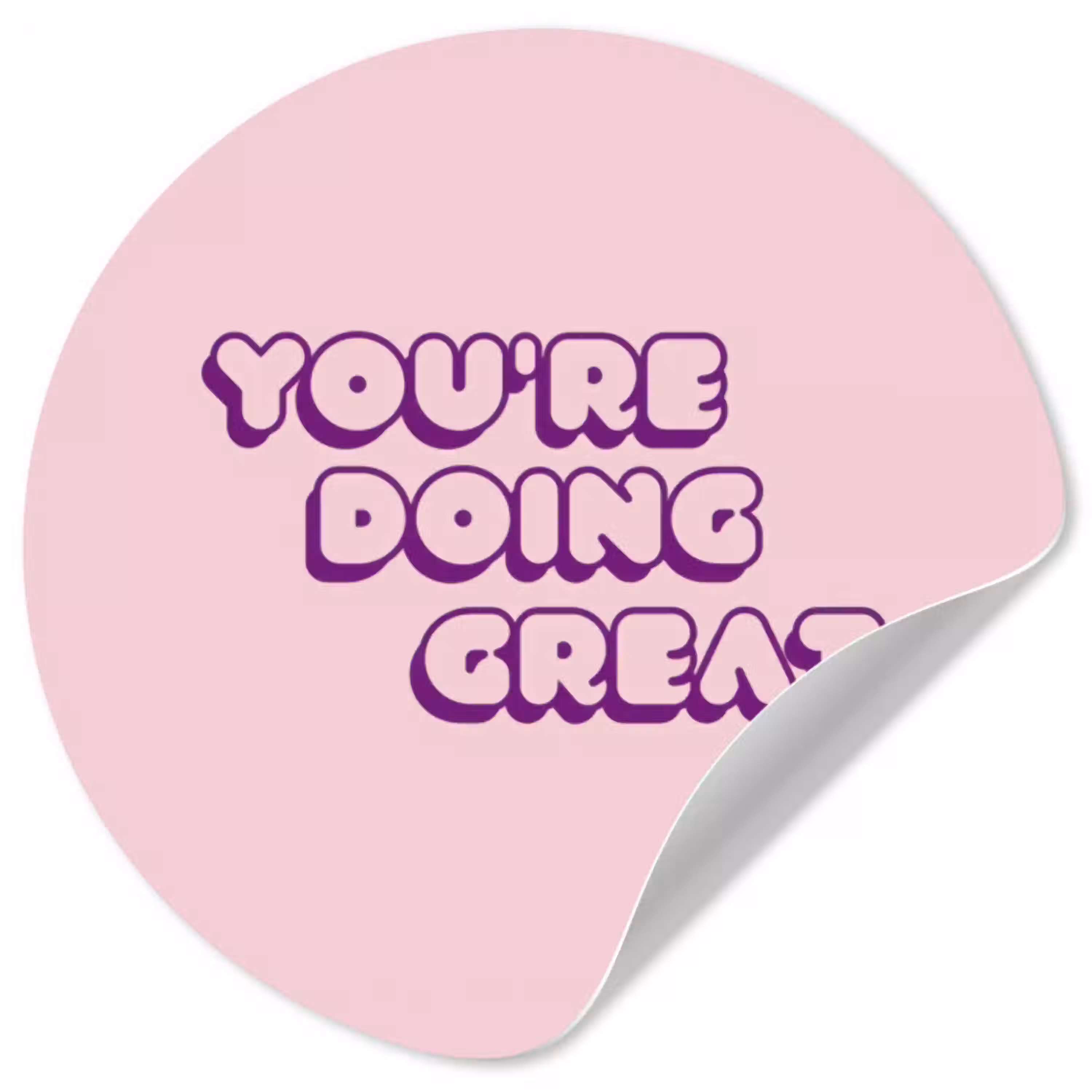 You're doing great - Roze - Bubble letters Wandcirkel behangsticker klein -3d