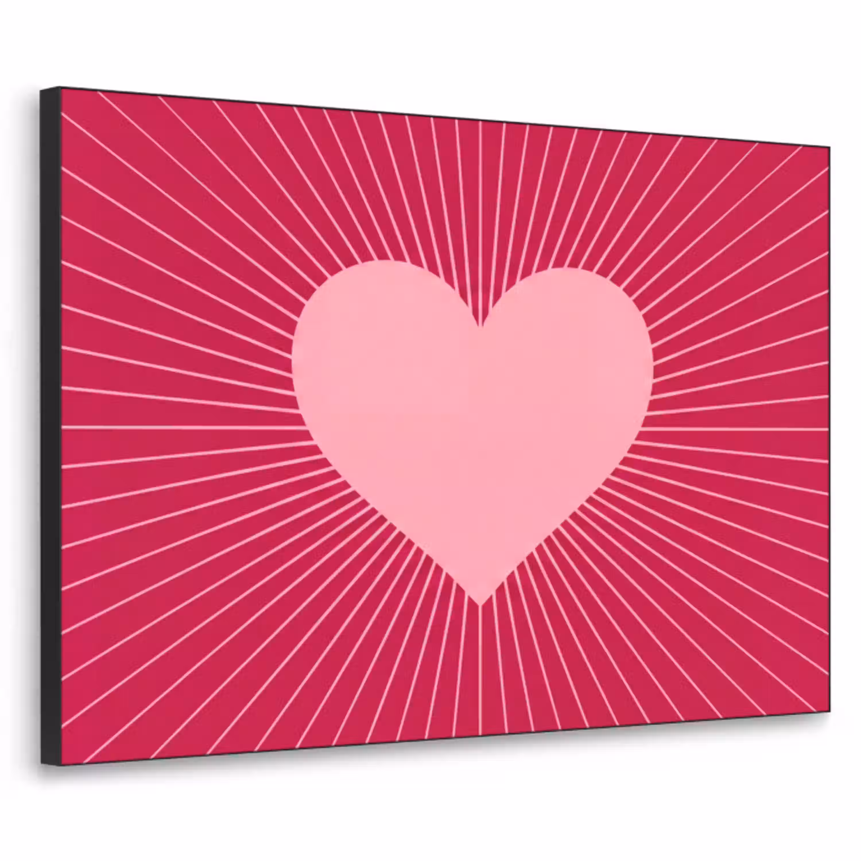 Hart - Stralen - Liefde - Abstract - Roze Textielframe zwart klein -3d