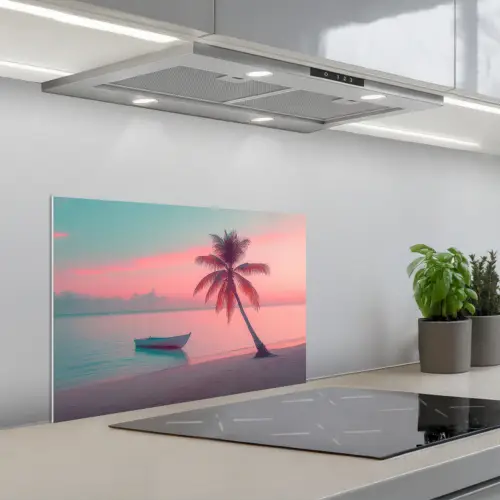 Zee - Boot - Zonsondergang keuken achterwand spatscherm klein -3d_schuin