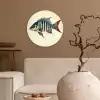 Gestreept - Donkerblauw - Rugvin - Vis Wandcirkel kunststof plaat 5mm dik klein -sfeer1
