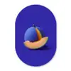 Meloen - Blauw - Oranje - Kunstzinnig Wandcirkel Ovaal Forex klein -3d