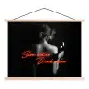 Wijn - Vrouw - Neon - Quote textielposter latten blank klein -3d