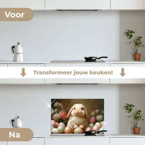 Konijn - Paaseieren - Stilleven keuken achterwand spatscherm klein -voor_na_NL