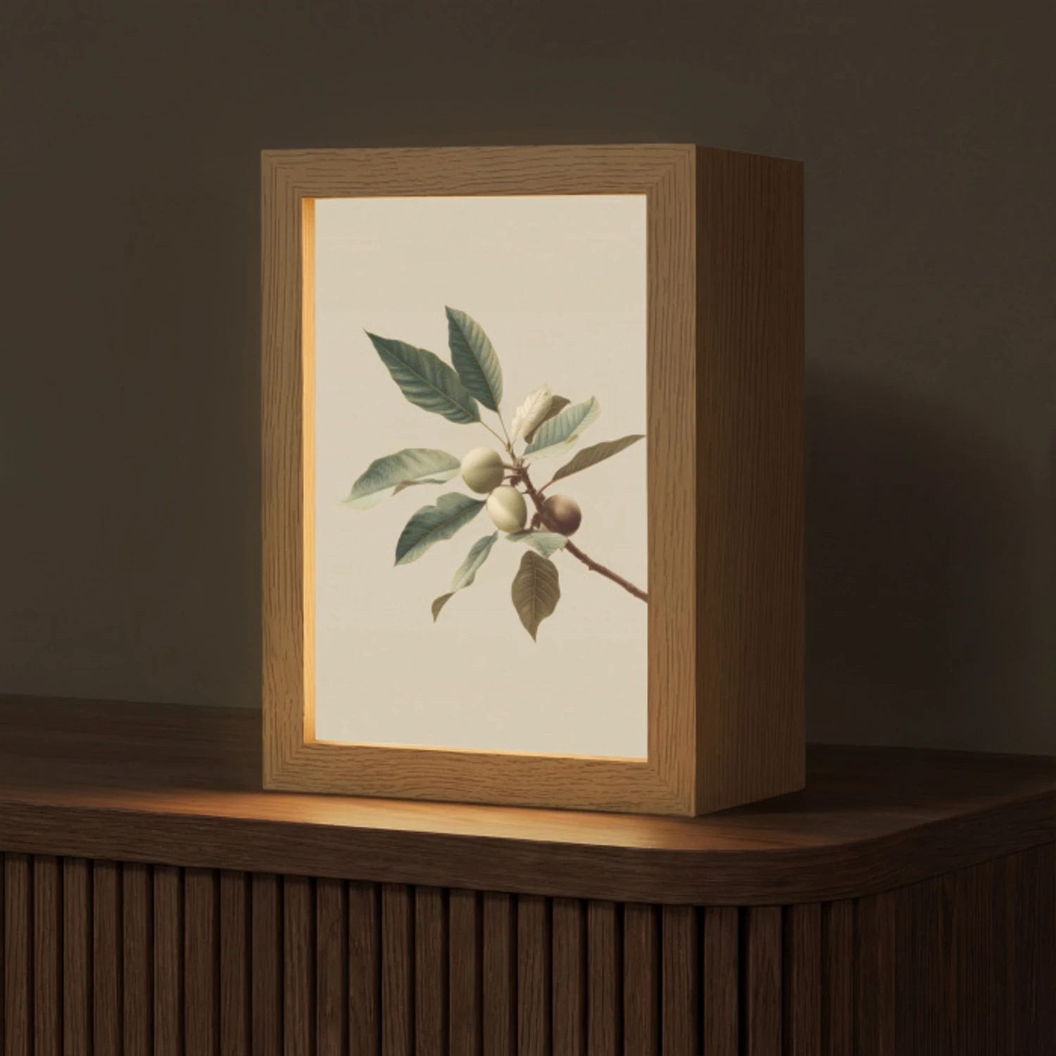 Tak - Groene Bladeren - Vruchten Light Box met kabel (Tafellamp) klein -z3d_website