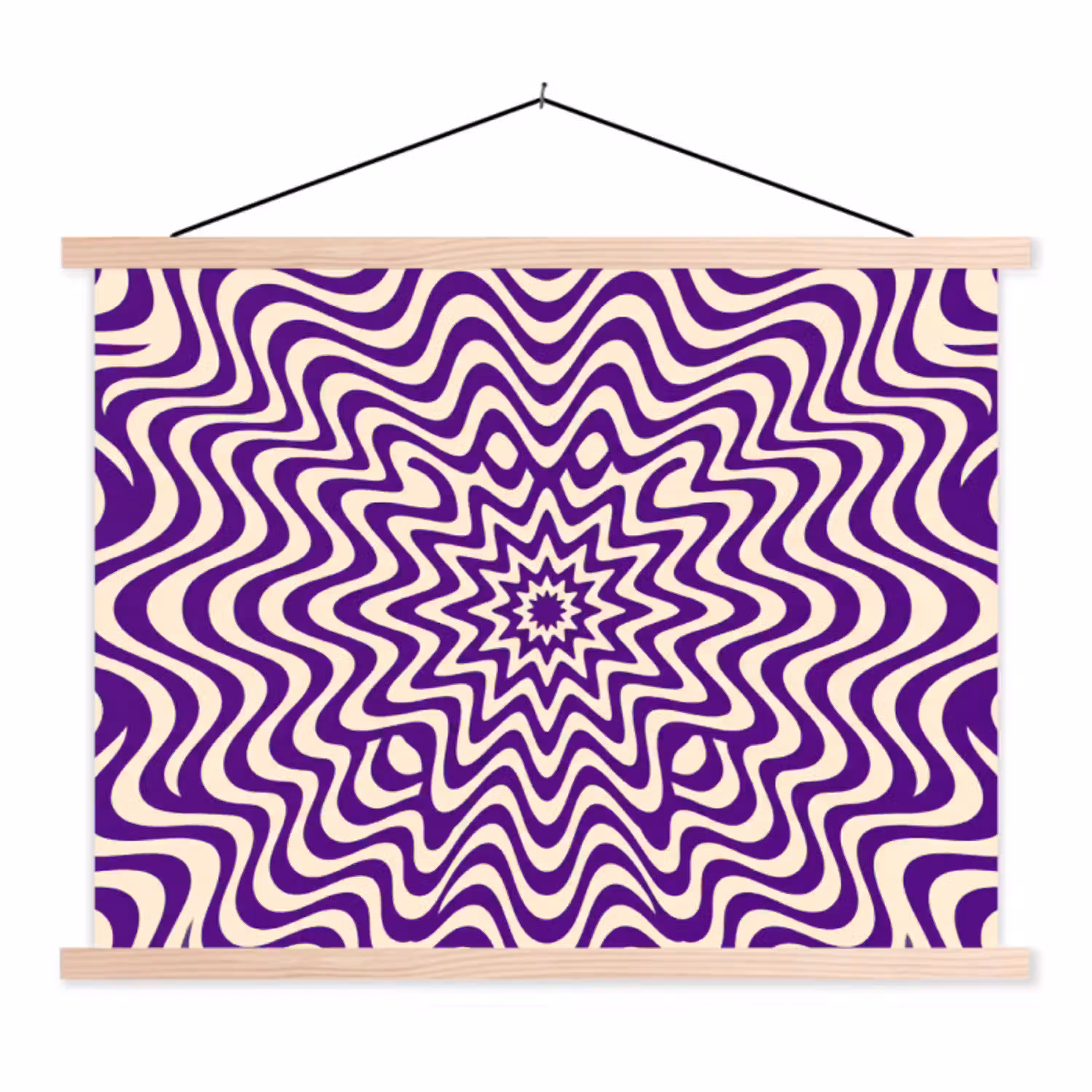 Abstract - Golven - Optisch - Modern - Paars textielposter latten blank klein -3d
