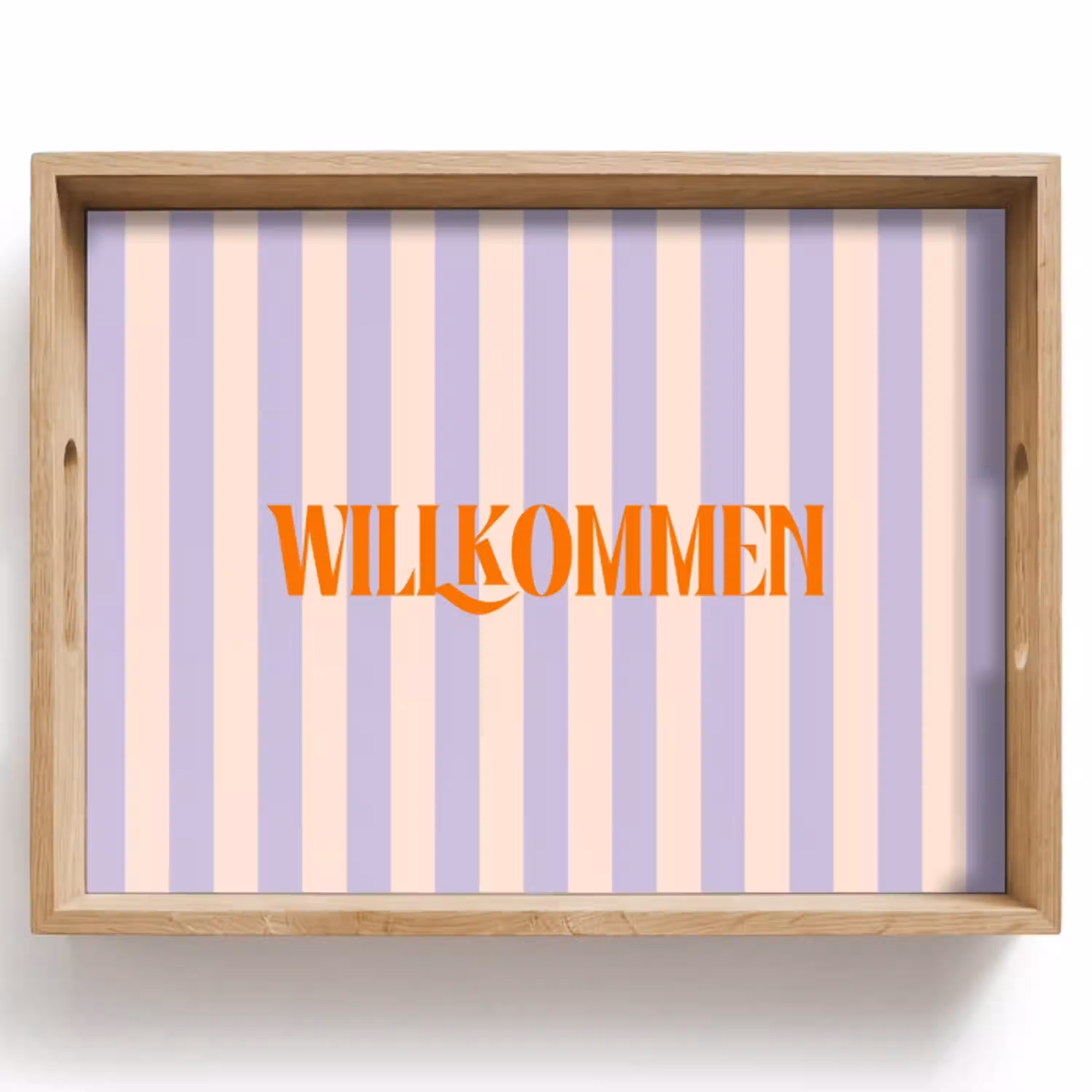 Lila - Oranje - Strepen - Wilkommen Dienblad Rechthoek middel -z3d_shopping