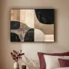 Abstract - Vlakken - Zwart - Rond Textielframe zwart klein -sfeer1
