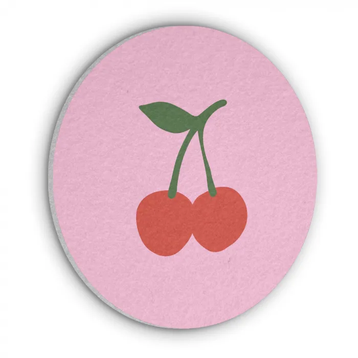 Kersen - Roze - Illustratie Akoestische PET Vilt - Rond klein -3d