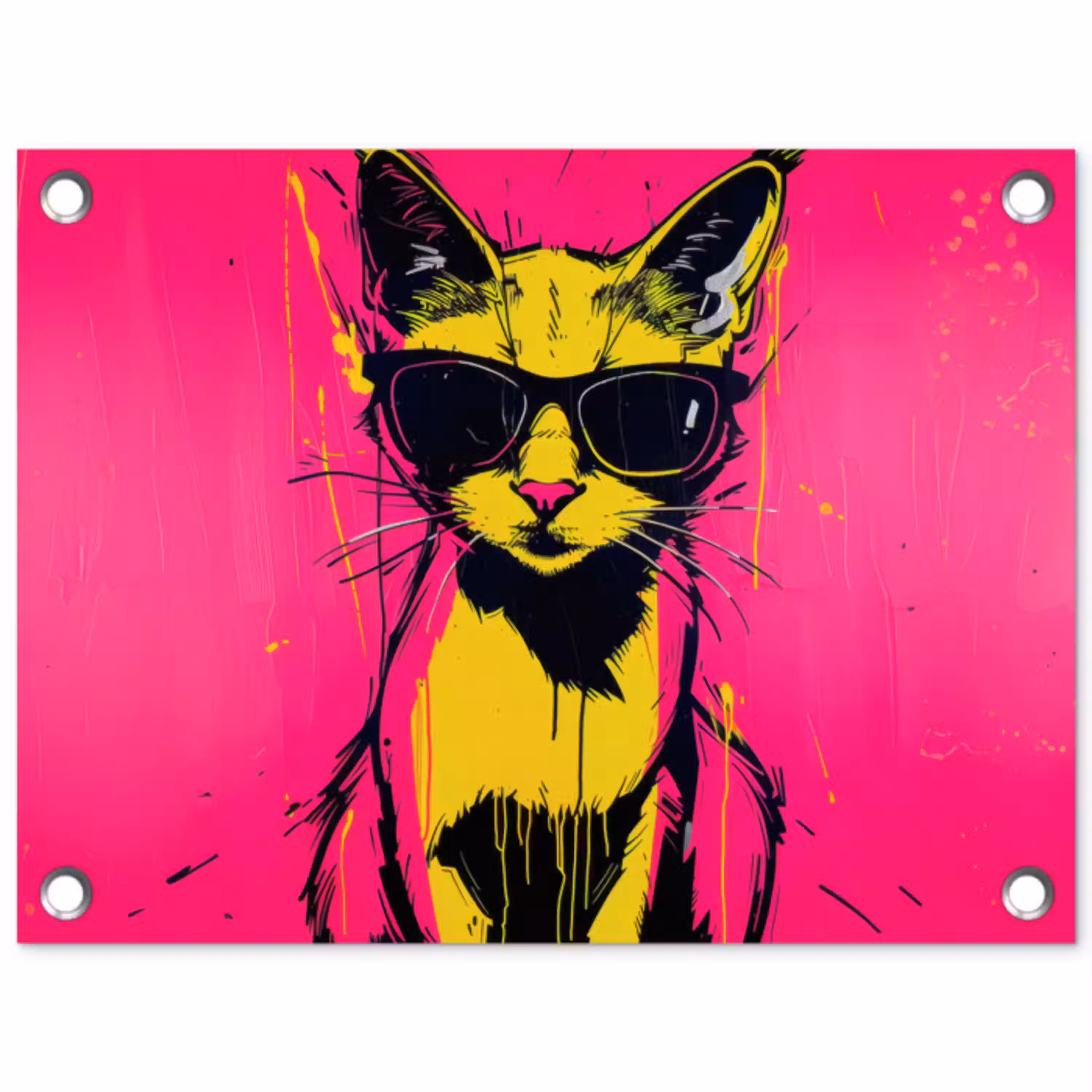 Kat - Art - Zonnebril - Roze tuinposter los doek klein -3d