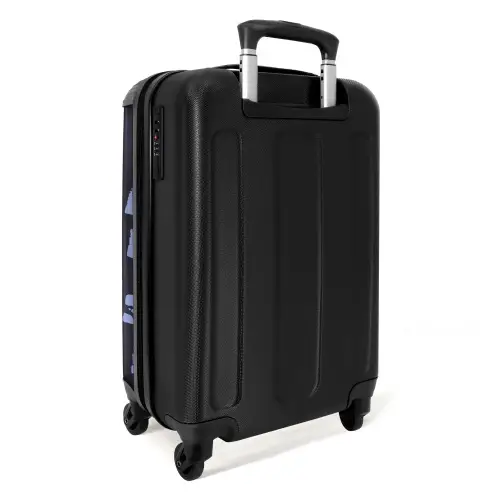Blauwe blokken op donkerblauwe achtergrond NBS - Handbagage koffer - Kinderen Unisex middel -achterkant