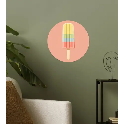 Waterijsje - Pasteltinten - Minimalistisch Wandcirkel behangsticker klein -sfeer2