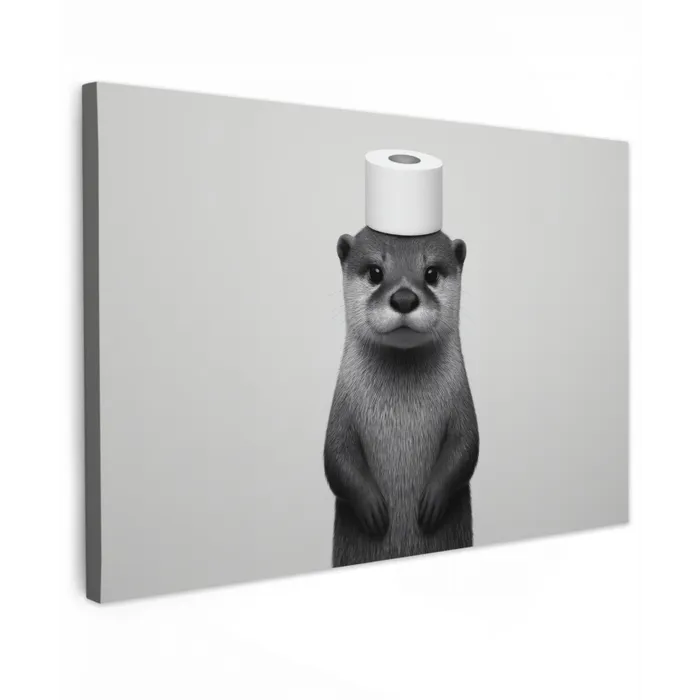 Otter - WC rol - Zwart - Wit canvas 2cm klein -z3d