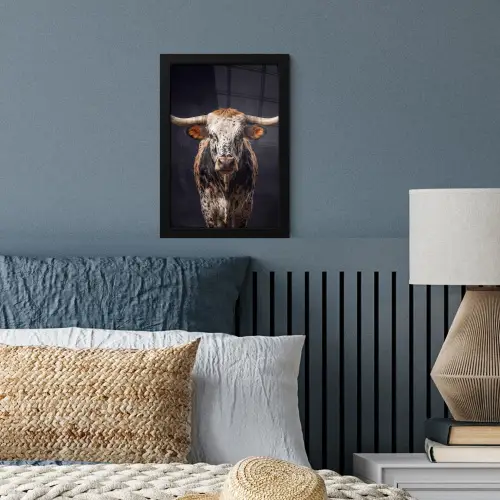 Stier - Kleurrijk - Hoorns fotolijst zwart zonder passe partout klein -sfeer3