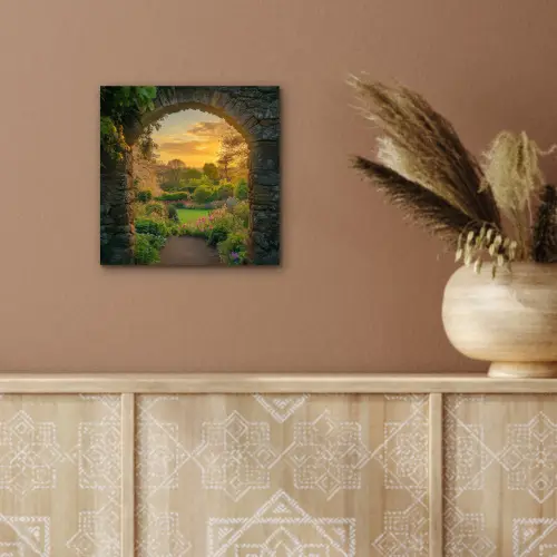 Poort - Planten - Zonsondergang aluminium wit klein -sfeer4