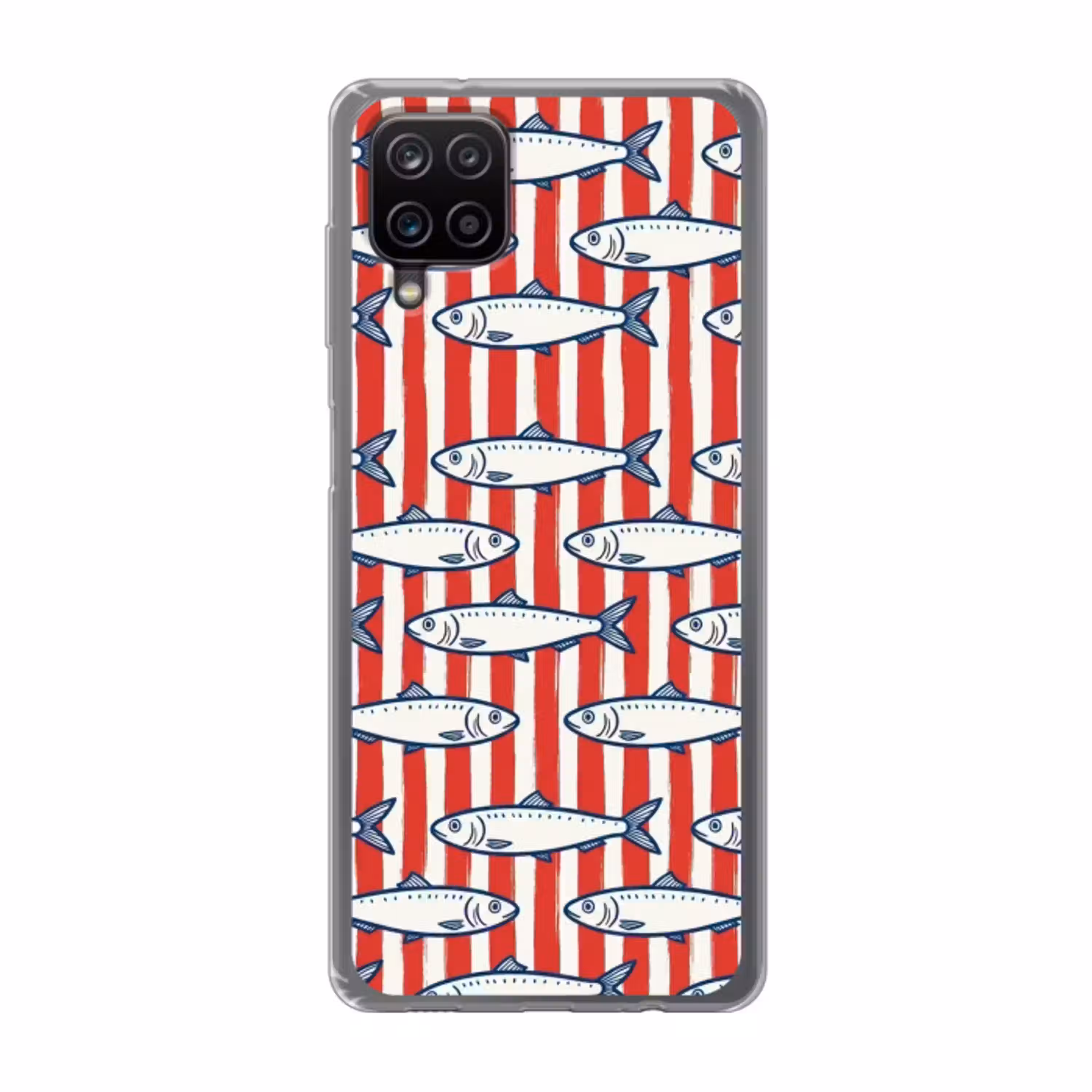 Vis - Patroon - Strepen - Illustratie - Rood Telefoonhoesje Samsung Galaxy A12 klein -3d
