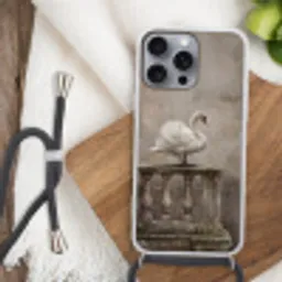 Zwaan - Elegant - Dieren - Wit Hoesje iPhone 16 Pro Max met koord klein -sfeer4