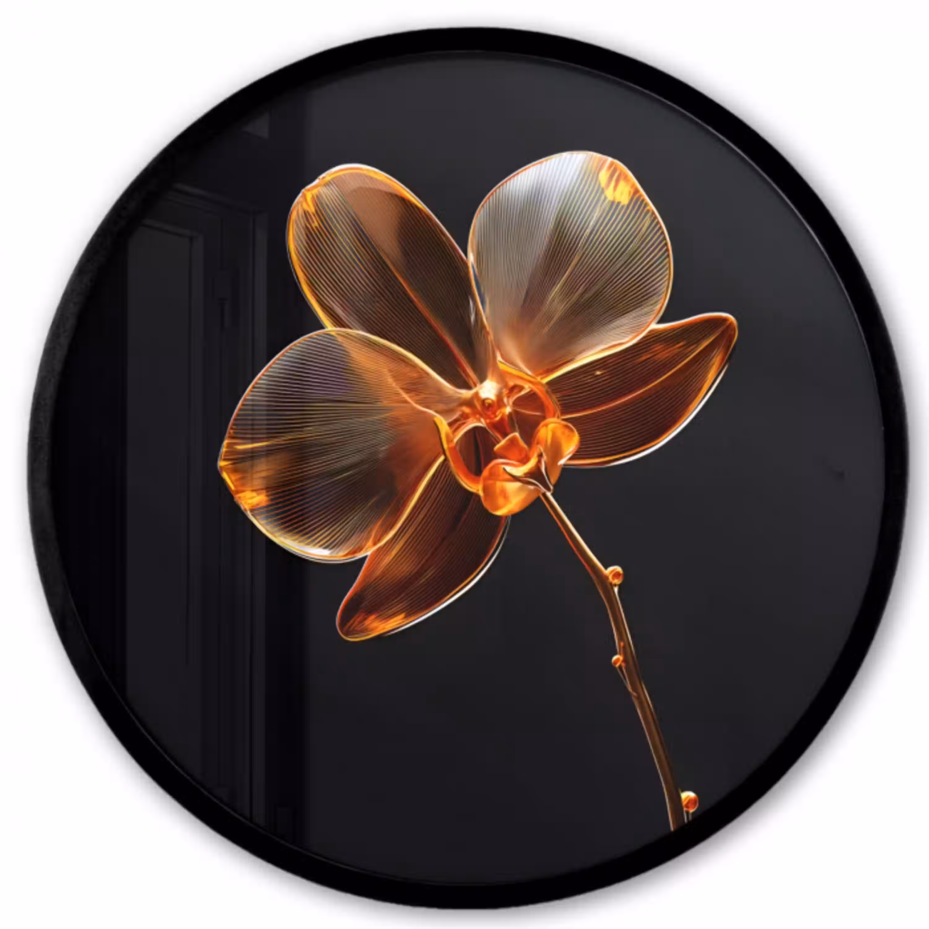Orchidee - Doorzichtig - Bloem Fotolijst rond zonder passe partout klein -3d