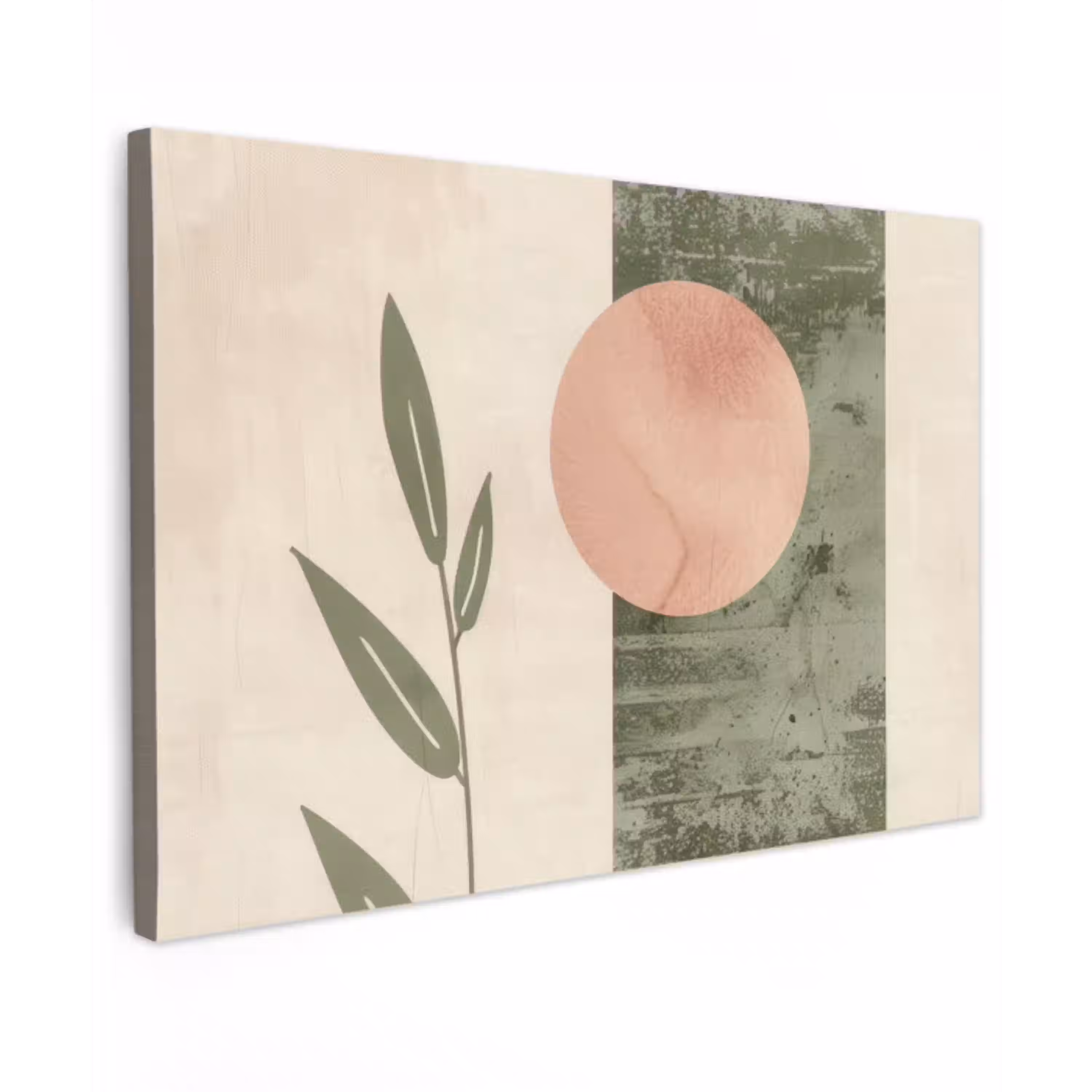 Geometrisch - Roze - Groen - Natuur canvas 2cm klein -z3d