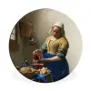 Het melkmeisje - Kunst - Oude meesters - Vermeer Wandcirkel aluminium klein -3d