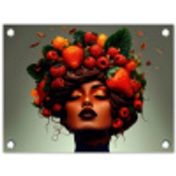 Vrouw - Chocolade - Frambozen - Aardbeien - Koekjes tuinposter los doek klein -3d