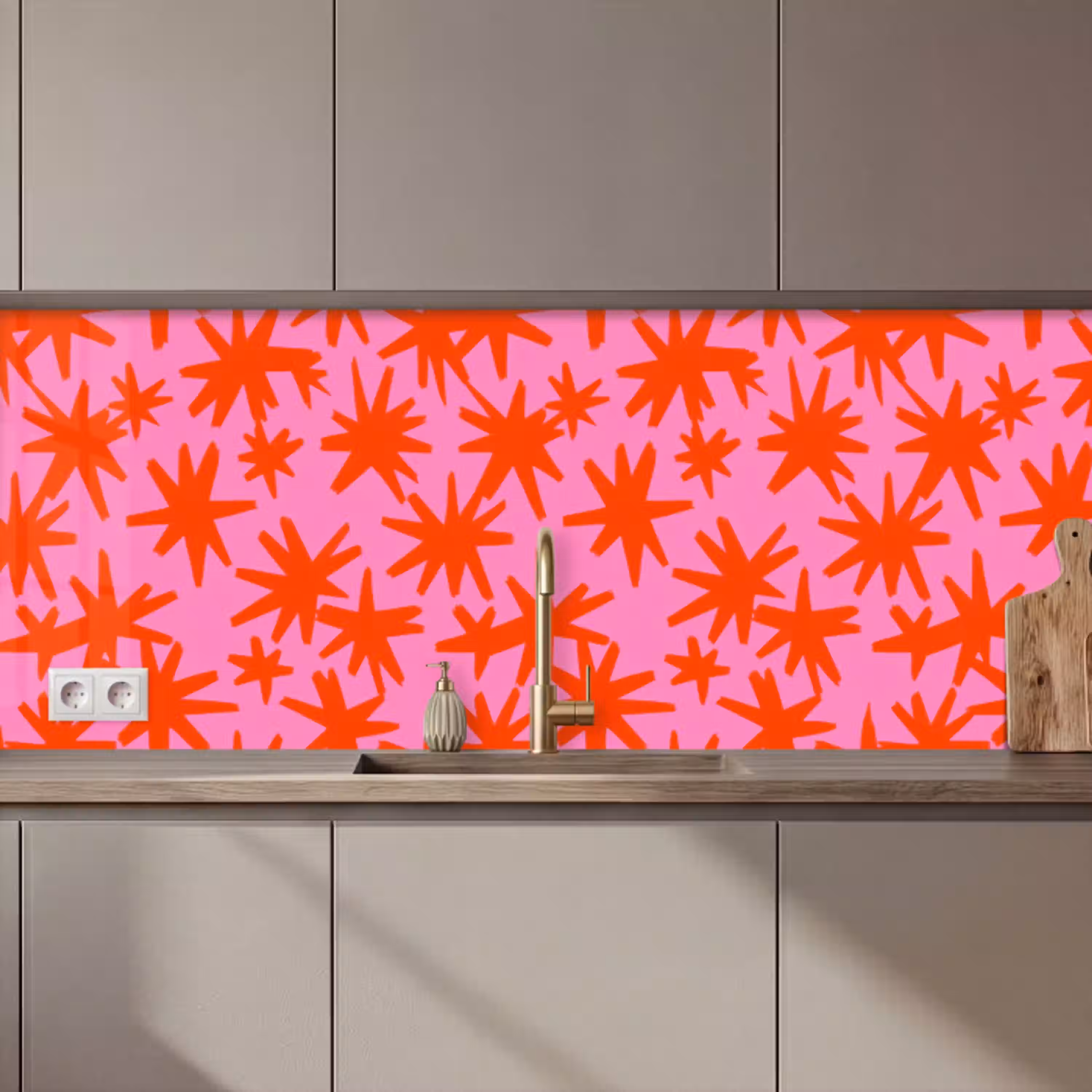 Modern - Sterren - Roze keuken achterwand 2 middel 871 zz_3dshopping
