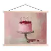 Taart - Pink - Cherry textielposter latten blank klein -3d