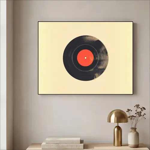 Illustratie - Vinylplaat - Beige - Vintage Textielframe zwart klein -sfeer2