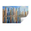 Skyline - Wolkenkrabbers - Water - Blauw Muursticker klein -3d