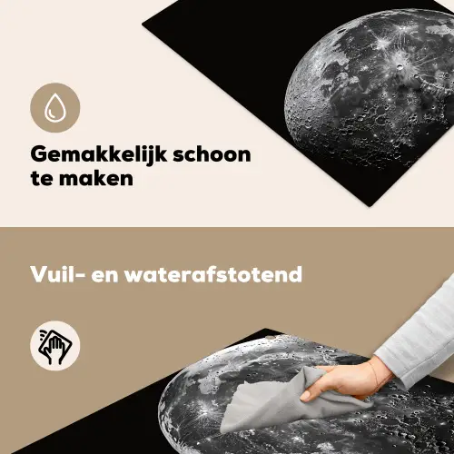 Close-up - Maan - Wit - Textuur Inductie beschemer met haakjes klein -ky-schoon-nl