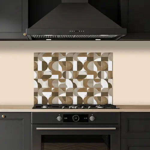 Abstract - Retro - Bruin keuken achterwand spatscherm klein 900 -sfeer1