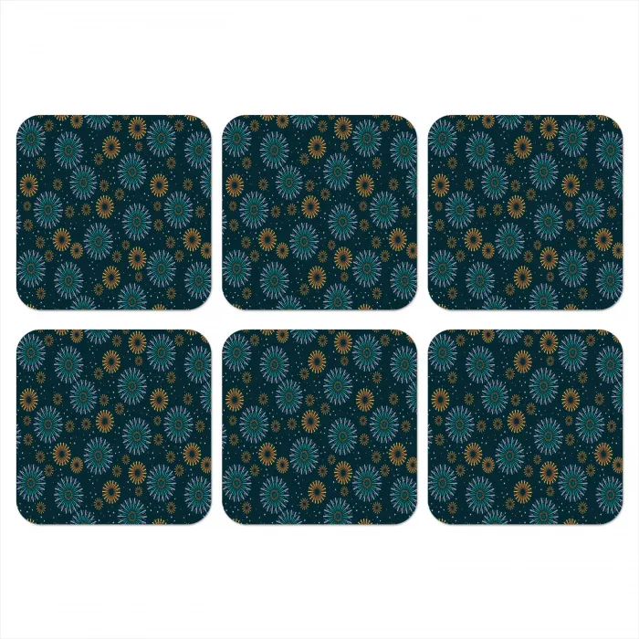 Blauw - Patroon - Retro onderzetter kurk middel 366 -3d